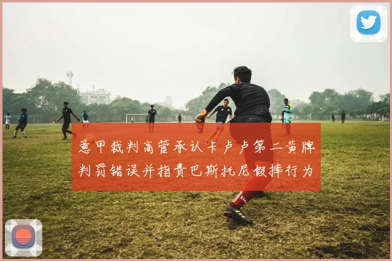 意甲裁判高管承认卡卢卢第二黄牌判罚错误并指责巴斯托尼假摔行为